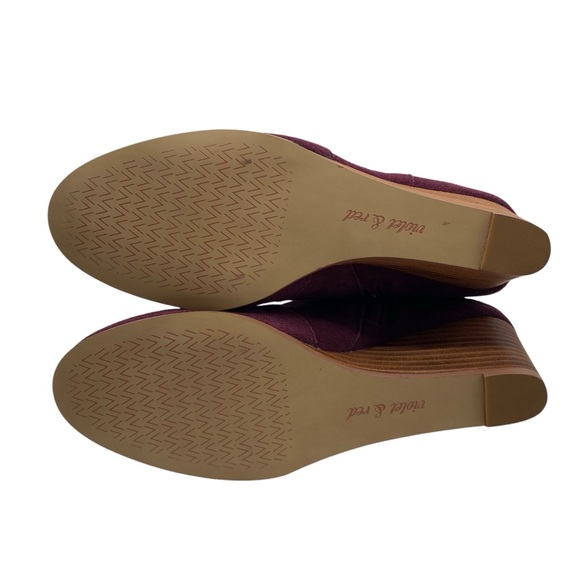 Suede Booties Sz 8.5 Jayjay Violet & Red Burgundy Ankle Wedge Leather Colorful - Picture 10 of 12